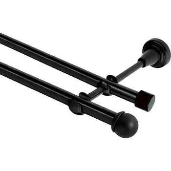 Garnýž Garnýž kovová dvouřadá 19mm Todi černá 120 cm (do stěny / na tunýlek - bez kroužků)