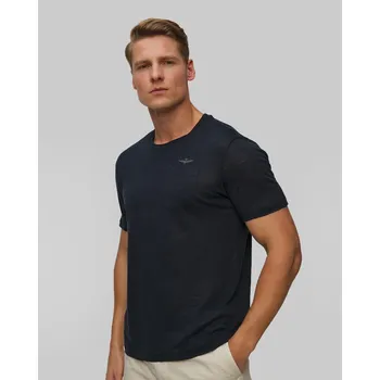 Pánské tričko Tmavě Modré Lněné Pánské Tričko Aeronautica Militare 251ts2402j679-8184