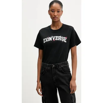 Bavlněné tričko Converse CVW5T026 černá 99X, vel. L