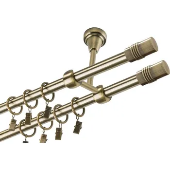 Garnýž Garnýž kovová dvouřadá 16mm Cylinder double mosaz 100 cm (do stropu / kroužky s žabkou)