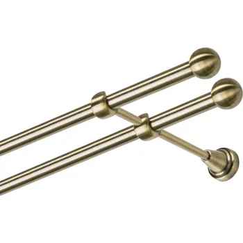 Garnýž Garnýž kovová dvouřadá 19mm Koule mosaz 410 cm (do stěny / na tunýlek - bez kroužků)