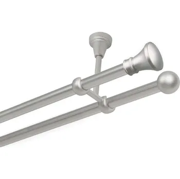 Garnýž Garnýž kovová dvouřadá 19mm Koloseo satina 140 cm (do stropu / na tunýlek - bez kroužků)