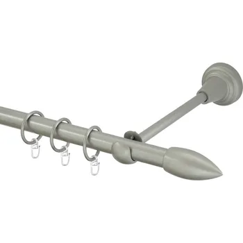 Garnýž Garnýž kovová jednořadá 16mm Špice stříbrná mat 250 cm (do stěny / kroužky s háčkem)