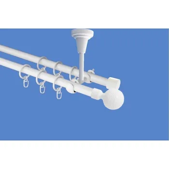 Garnýž Garnýž kovová dvouřadá 19mm Gabi bílá 110 cm (do stropu / kroužky s háčkem)