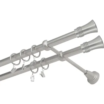 Garnýž Garnýž kovová dvouřadá 19mm Capri double satina 400 cm (do stěny / kroužky s žabkou)