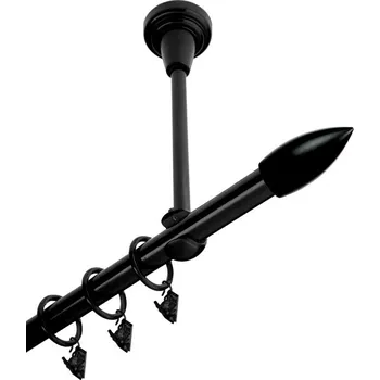 Garnýž Garnýž kovová jednořadá 16mm Špice černá 260 cm (do stropu / kroužky s žabkou)