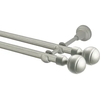 Garnýž Garnýž kovová dvouřadá 16mm Paola double stříbrná mat 100 cm (do stěny / na tunýlek - bez kroužků)