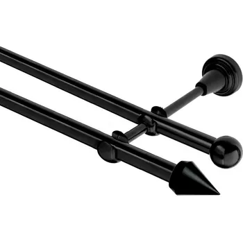 Garnýž Garnýž kovová dvouřadá 16mm Hrot černá 110 cm (do stěny / na tunýlek - bez kroužků)