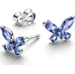 Náušnice PANDORA Modrý motýlek se zirkony 294230C01