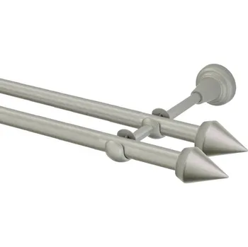 Garnýž Garnýž kovová dvouřadá 16mm Hrot double stříbrná mat 430 cm (do stěny / na tunýlek - bez kroužků)