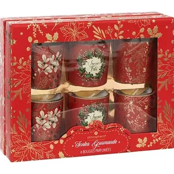 Svíčka Atmosphera Dárková sada 6 vonných svíček - červená 6x40 g 6 ks Červená