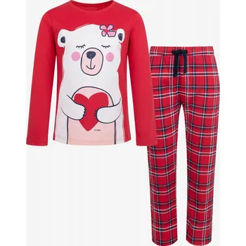 Dívčí pyžamo Dívčí zimní pyžamo dětské červené 152 Medvídek Endo