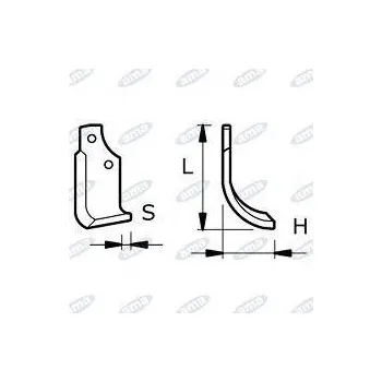 Pracovní nůž NŮŽ ROTAVÁTORU 115 x 185 x 10 MM PRAVÝ
