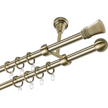 Garnýž Garnýž kovová dvouřadá 16mm Capri mosaz 120 cm (do stropu / kroužky s háčkem)