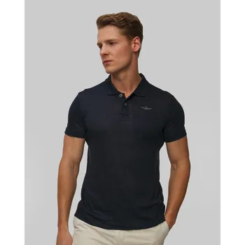 Pánské tričko Tmavě Modrá Pánská Lněná Polokošile Aeronautica Militare 251po1855j679-8184