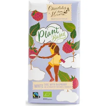 Čokoláda CHOCOLATES FROM HEAVEN BIO rýžová bílá vegan čokoláda s malinami 39% 100g