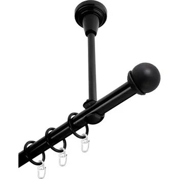 Garnýž Garnýž kovová jednořadá 19mm Todi černá 160 cm (do stropu / kroužky s háčkem)