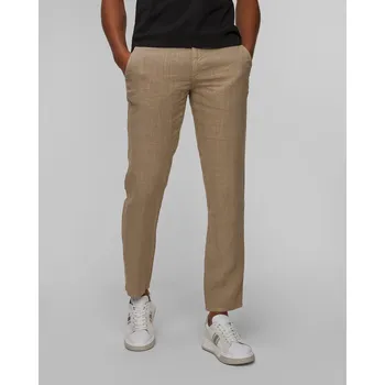 Pánské kalhoty Pánské Béžové Lněné Kalhoty Alberto Lou-j - Pure Linen 59871528-535