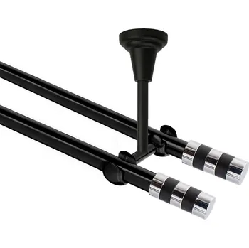 Garnýž kovová dvouřadá 19mm Sigma double černá 130 cm (do stropu / na tunýlek - bez kroužků)