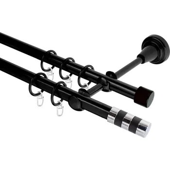 Garnýž Garnýž kovová dvouřadá 19mm Sigma černá 120 cm (do stěny / kroužky s háčkem)