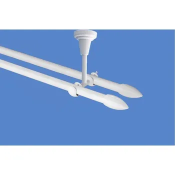 Garnýž Garnýž kovová dvouřadá 16mm Špice double bílá 100 cm (do stropu / na tunýlek - bez kroužků)