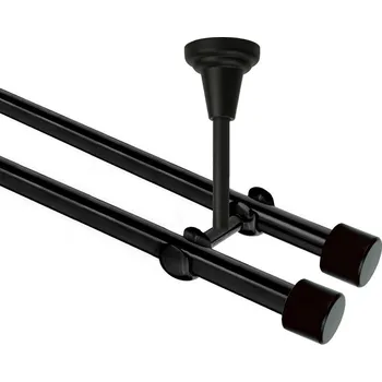 Garnýž Garnýž kovová dvouřadá 16mm Pullo Double černá 450 cm (do stropu / na tunýlek - bez kroužků)