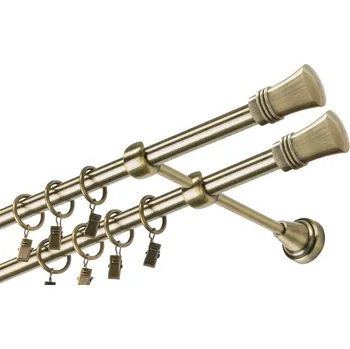 Garnýž Garnýž kovová dvouřadá 19mm Capri double mosaz 160 cm (do stěny / kroužky s žabkou)