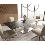 DELIFE Jídelní stůl Edge 200-300x100 keramika Laminam®Noir Desir hnědá Wave nerezová ocel rozkládací