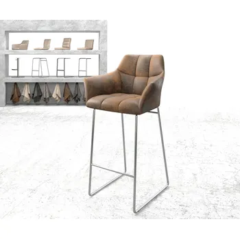 Barová židle DELIFE Barová židle Yulo-Flex vintage hnědá tenká podnož nerezová ocel