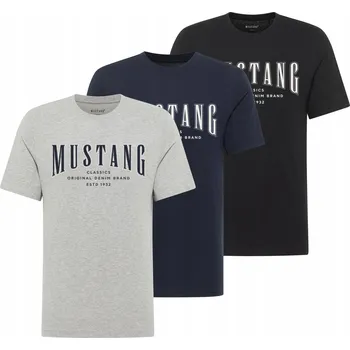 Pánské tričko MUSTANG 3-Pack Pánská Trička T-Shirt Styl Alex Bavlna Logo M