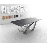 DELIFE Jídelní stůl Edge 200x100 cm keramika Laminam® Nero Greco antracitová Spider plochá ocel nerezová ocel