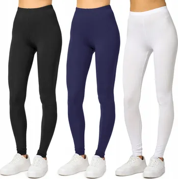 Dámské legíny KLASICKÉ DLOUHÉ DÁMSKÉ LEGÍNY viskóza 3 KS MS10-143 ČERNÉ S