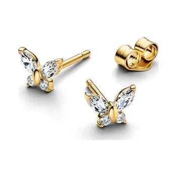 Náušnice Zlacené náušnice PANDORA Motýlek se zirkony 264264C01