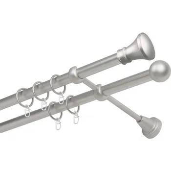 Garnýž Garnýž kovová dvouřadá 19mm Koloseo satina 100 cm (do stěny / kroužky s háčkem)