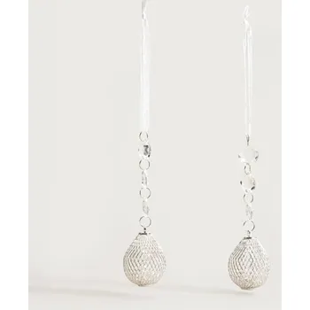 Vánoční ozdoba Závěsná vánoční dekorace BIJOU stříbrná 751547 (2ks)