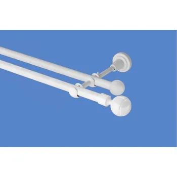 Garnýž Garnýž kovová dvouřadá 16mm Paola bílá 100 cm (do stěny / na tunýlek - bez kroužků)