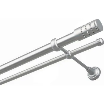 Garnýž Garnýž kovová dvouřadá 25/16mm Cylinder crystal satina 410 cm (do stěny / na tunýlek - bez kroužků)