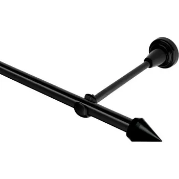 Garnýž Garnýž kovová jednořadá 16mm Hrot černá 260 cm (do stěny / na tunýlek - bez kroužků)