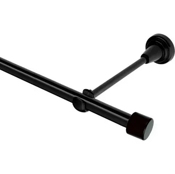 Garnýž kovová jednořadá 16mm Pullo černá 100 cm (do stěny / na tunýlek - bez kroužků)