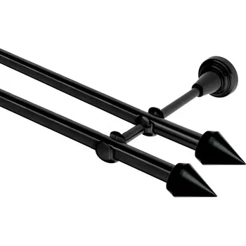 Garnýž Garnýž kovová dvouřadá 16mm Hrot Double černá 140 cm (do stěny / na tunýlek - bez kroužků)