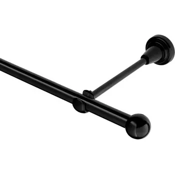 Garnýž Garnýž kovová jednořadá 16mm Koule černá 260 cm (do stěny / na tunýlek - bez kroužků)