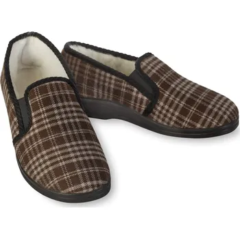 Chlapecké bačkory Wooline Pánské bačkory nazouvací hnědé káro 44