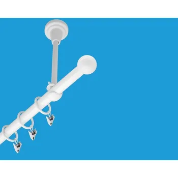 Garnýž Garnýž kovová jednořadá 16mm Koule bílá 120 cm (do stropu / kroužky s žabkou)