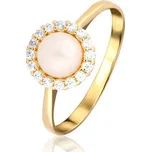 Dámský prsten ze žlutého zlata s perlou a čirými zirkony ZR0064SJ72-2452 + DÁREK ZDARMA