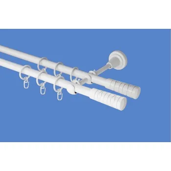 Garnýž Garnýž kovová dvouřadá 16mm Torino double bílá 110 cm (do stěny / kroužky s háčkem)