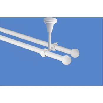 Garnýž Garnýž kovová dvouřadá 16mm Koule bílá 170 cm (do stropu / na tunýlek - bez kroužků)