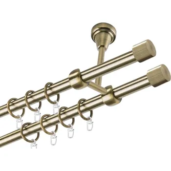 Garnýž Garnýž kovová dvouřadá 19mm Pullo double mosaz 310 cm (do stropu / kroužky s háčkem)