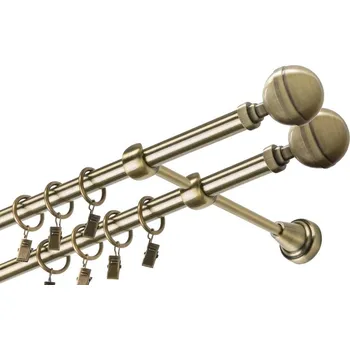 Garnýž Garnýž kovová dvouřadá 19mm Kalisto double mosaz 110 cm (do stěny / kroužky s žabkou)