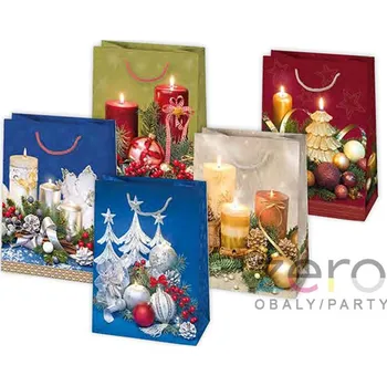 Dárková taška Taška papírová dárková 29x40x12 cm (lak) - vánoční (mix 1)