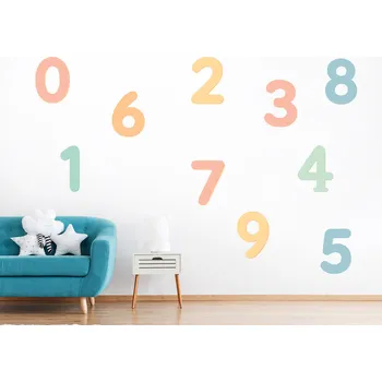 Samolepící dekorace Čísla pro děti samolepky na zeď arch 100 x 61 cm